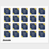 Zonnebloemen Rustic Navy Blue Wedding Favor Vierkante Sticker (Vel)