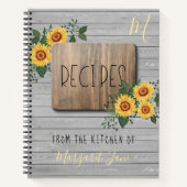 Zonnebloemen Rustic | Recept voor gezinsmonogram Notitieboek (Voorkant)