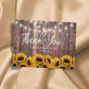 Zonnebloemen Rustic Weddenschap Hartelijk dank Briefkaart