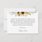 Zonnebloemen Rustic Wedding Bedankkaart (Achterkant)