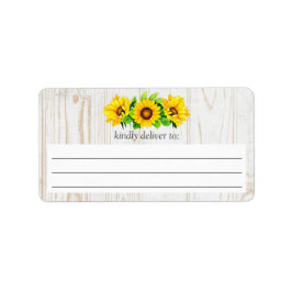 Zonnebloemen & Rustic Wood Country Large Write-on Etiket