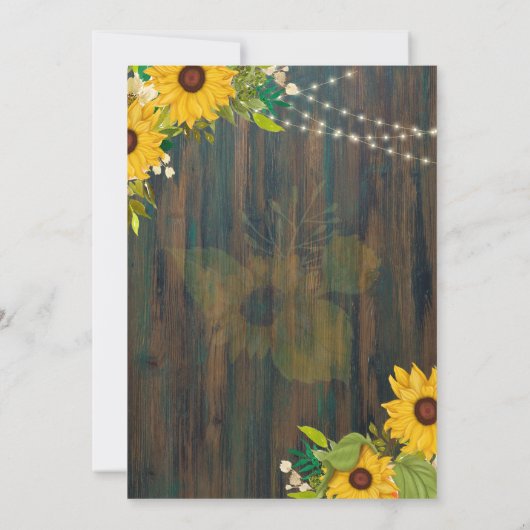 Zonnebloemen Rustic Wood PHOTO Weddenschap Save th Kaart (Achterkant)