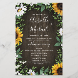 Zonnebloemen - Rustic Wood - Weddenprogramma's