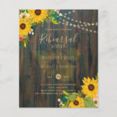 Zonnebloemen Rustic Wood Wedding REHEARSAL DINNER Flyer (Voorkant)