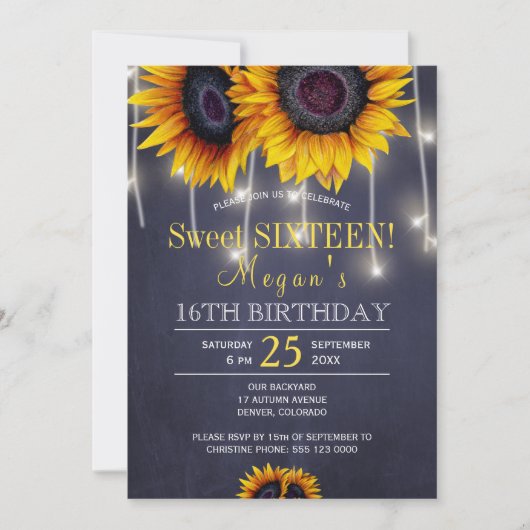 Zonnebloemen rustiek bloemenchique zoet zestien kaart (Voorkant)