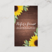 Zonnebloemen Rustiek Honey Wood Chic Verwijs een v Aanbevelingskaartje (Voorkant)