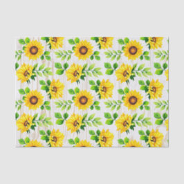 Zonnebloemen & Rustiek Hout Botanisch Patroon Fees Tissuepapier