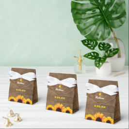 Zonnebloemen & Rustiek Hout Bruiloft Favor Box Bedankdoosjes