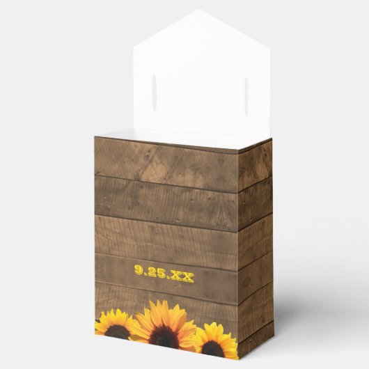 Zonnebloemen & Rustiek Hout Bruiloft Favor Box Bedankdoosjes (Geopend)