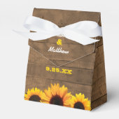Zonnebloemen & Rustiek Hout Bruiloft Favor Box Bedankdoosjes (Voorkant Zijde)