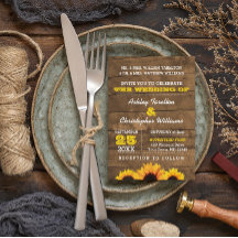 Zonnebloemen & Rustiek Hout Bruiloft uitnodiging