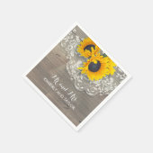 Zonnebloemen Rustiek Hout Kant Country Wedding Servetten (Hoek)