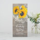 Zonnebloemen Rustiek Hout Kant Trouwprogramma's Programmakaart (Staand voorkant)