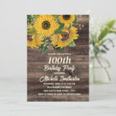 Zonnebloemen rustiek hout land 50e verjaardag kaart (Staand voorkant)