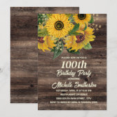 Zonnebloemen rustiek hout land 50e verjaardag kaart (Voorkant / Achterkant)