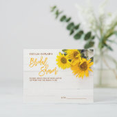 Zonnebloemen Rustiek Hout Vrijgezellenfeest Advise Uitnodiging Briefkaart (Staand voorkant)