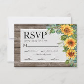 Zonnebloemen Rustiek Hout Wedding Website QR Code  RSVP Kaartje (Voorkant)