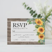 Zonnebloemen Rustiek Hout Wedding Website QR Code  RSVP Kaartje (Staand voorkant)