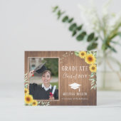 Zonnebloemen rustiek houten Afstuderen Feestdagenkaart (Staand voorkant)