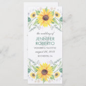 Zonnebloemen rustiek land bruiloft programma programmakaart (Voorkant / Achterkant)
