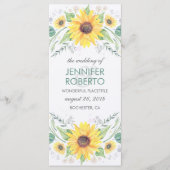 Zonnebloemen rustiek land bruiloft programma programmakaart (Voorkant)