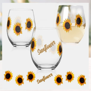 Zonnebloemen rustiek land fotografisch wijnglas zonder voet