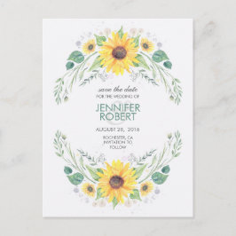 Zonnebloemen Rustiek Land Save the Date Aankondigingskaart