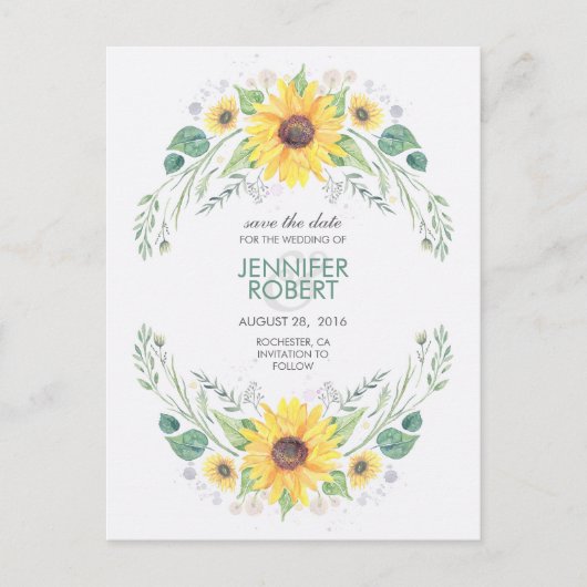 Zonnebloemen Rustiek Land Save the Date Aankondigingskaart (Voorkant)