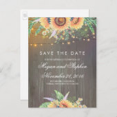 Zonnebloemen Rustiek Save the Date Aankondigingskaart (Voorkant / Achterkant)