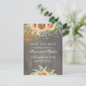 Zonnebloemen Rustiek Save the Date Aankondigingskaart (Staand voorkant)