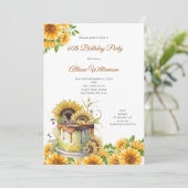 Zonnebloemen Rustiek Verjaardagsfeest voor Haar 60 Kaart (Staand voorkant)