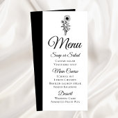 Zonnebloemen Rustiek Zwart Wit Bloemen Trouwmenu Reclamekaart