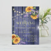 Zonnebloemen Rustieke Bloemen Huwelijksuitnodiging Kaart (Staand voorkant)