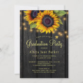 Zonnebloemen rustieke FOTO afstudeerfeest Kaart (Voorkant)
