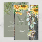 Zonnebloemen rustieke foto Sage Vrijgezellenfeest Kaart (Voorkant / Achterkant)