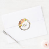 Zonnebloemen rustieke herfst bruiloft ronde sticker (Envelop)