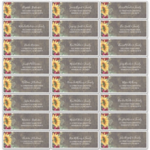 Zonnebloemen Rustieke Herfst Gastennamen Adresetik Sticker