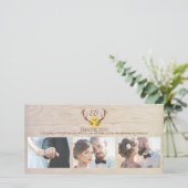 Zonnebloemen Rustieke herten gewei bruiloft Dank u Bedankkaart (Staand voorkant)