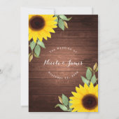 Zonnebloemen Rustieke Hout Elegante Landelijke Bru Kaart (Achterkant)