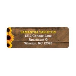 Zonnebloemen & rustieke houten Adresetiketten Etiket