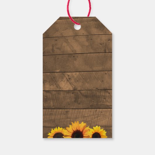 Zonnebloemen & rustieke houten bruiloft dank u Lab Cadeaulabel (Achterkant)