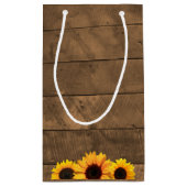 Zonnebloemen & rustieke houten bruiloft gast klein cadeauzakje (Achterkant)