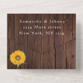 Zonnebloemen Rustieke Houten Herfst Bloemen Waterv All In One Uitnodiging (Achterkant)