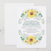Zonnebloemen rustieke land bruiloft kaart (Voorkant / Achterkant)