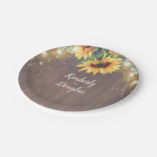 Zonnebloemen rustieke land Herfst geïnspireerd Papieren Bordje (Gekanteld)