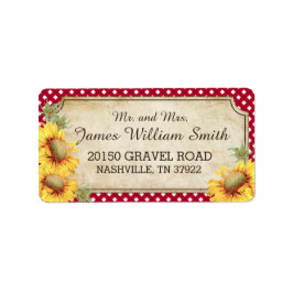 Zonnebloemen rustieke land picknick bruiloft label