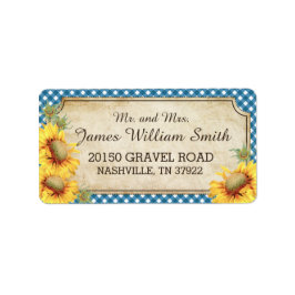 Zonnebloemen rustieke land picknick bruiloft label