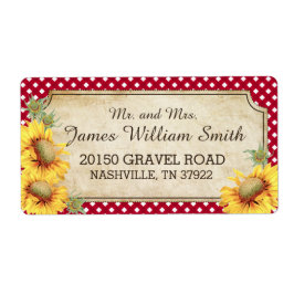 Zonnebloemen rustieke land picknick bruiloft label