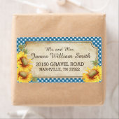 Zonnebloemen rustieke land picknick bruiloft label (Insitu)