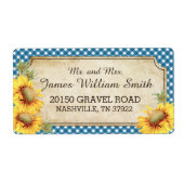 Zonnebloemen rustieke land picknick bruiloft label (Voorkant)